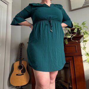 Maurices Green Dress | 3/4 Sleeve | Tie Waist | Mini Dress